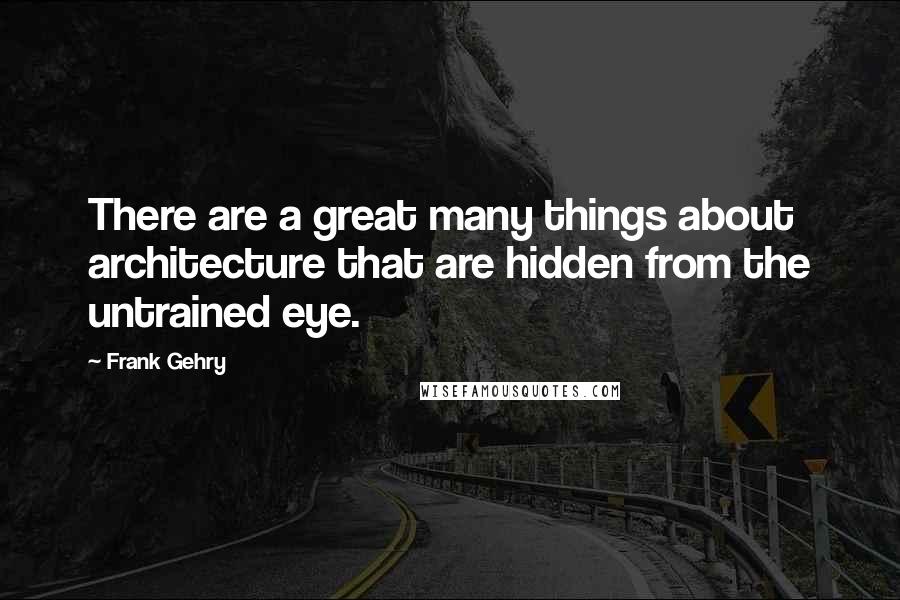 Frank Gehry Quotes: There are a great many things about architecture that are hidden from the untrained eye.