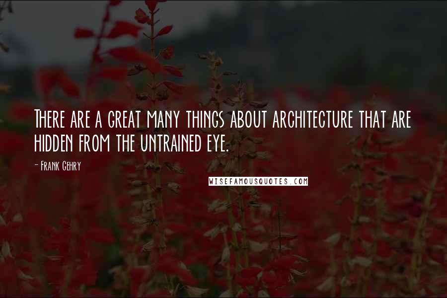 Frank Gehry Quotes: There are a great many things about architecture that are hidden from the untrained eye.