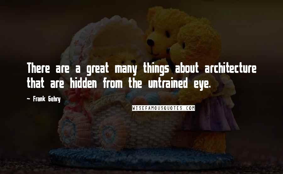 Frank Gehry Quotes: There are a great many things about architecture that are hidden from the untrained eye.