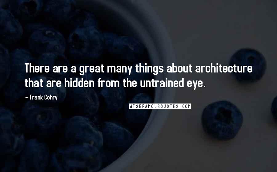 Frank Gehry Quotes: There are a great many things about architecture that are hidden from the untrained eye.