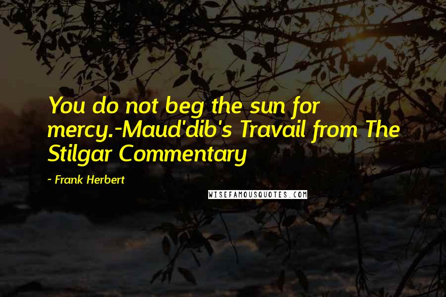 Frank Herbert Quotes: You do not beg the sun for mercy.-Maud'dib's Travail from The Stilgar Commentary