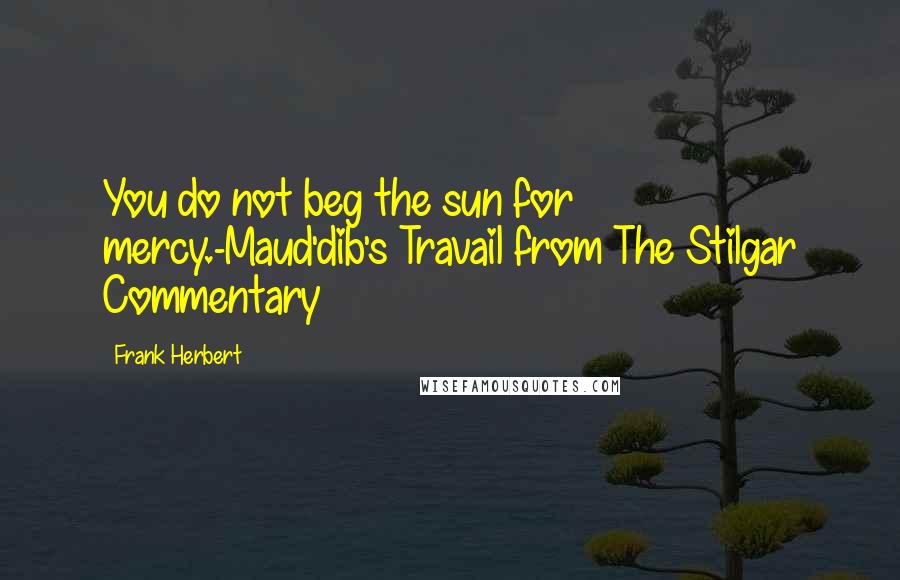 Frank Herbert Quotes: You do not beg the sun for mercy.-Maud'dib's Travail from The Stilgar Commentary