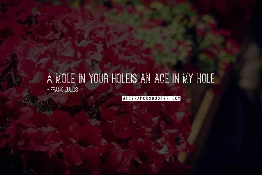 Frank Julius Quotes: A mole in your holeIs an Ace in my hole