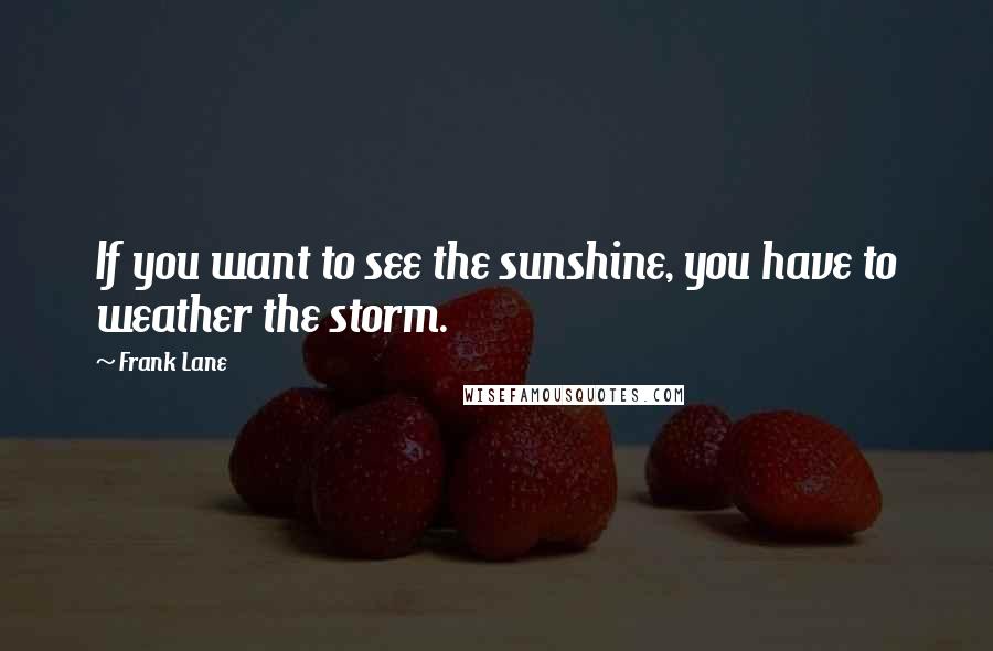 Frank Lane Quotes: If you want to see the sunshine, you have to weather the storm.