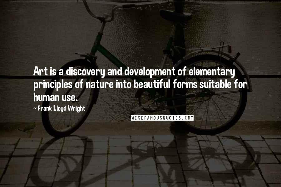 Frank Lloyd Wright Quotes: Art is a discovery and development of elementary principles of nature into beautiful forms suitable for human use.