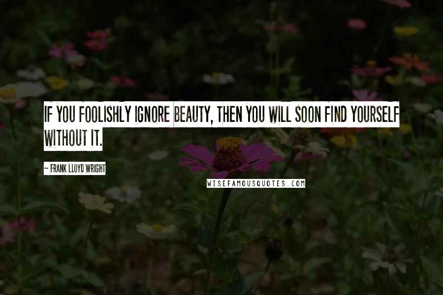 Frank Lloyd Wright Quotes: If you foolishly ignore beauty, then you will soon find yourself without it.