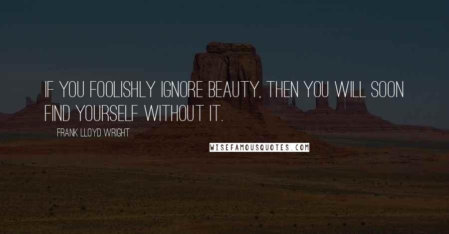 Frank Lloyd Wright Quotes: If you foolishly ignore beauty, then you will soon find yourself without it.