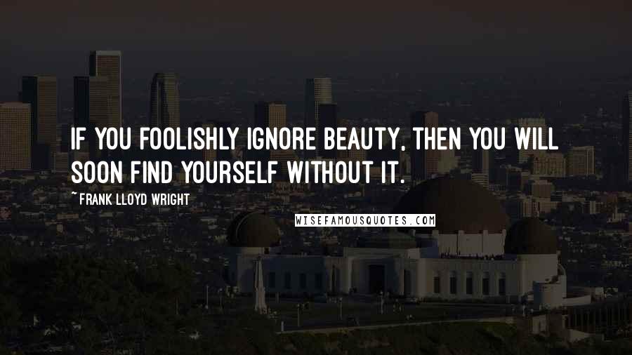 Frank Lloyd Wright Quotes: If you foolishly ignore beauty, then you will soon find yourself without it.