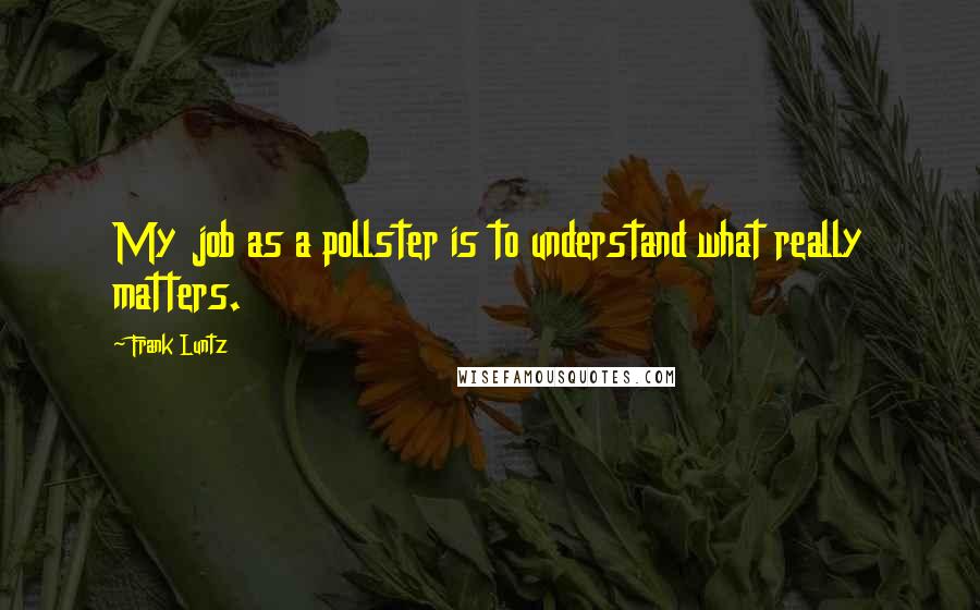 Frank Luntz Quotes: My job as a pollster is to understand what really matters.