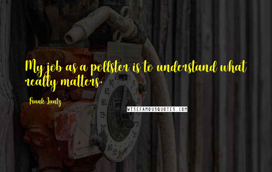 Frank Luntz Quotes: My job as a pollster is to understand what really matters.