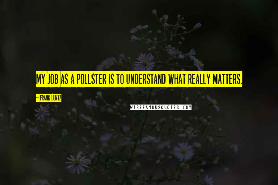 Frank Luntz Quotes: My job as a pollster is to understand what really matters.