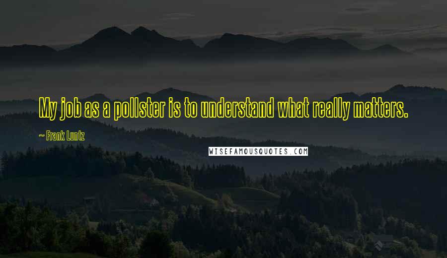 Frank Luntz Quotes: My job as a pollster is to understand what really matters.