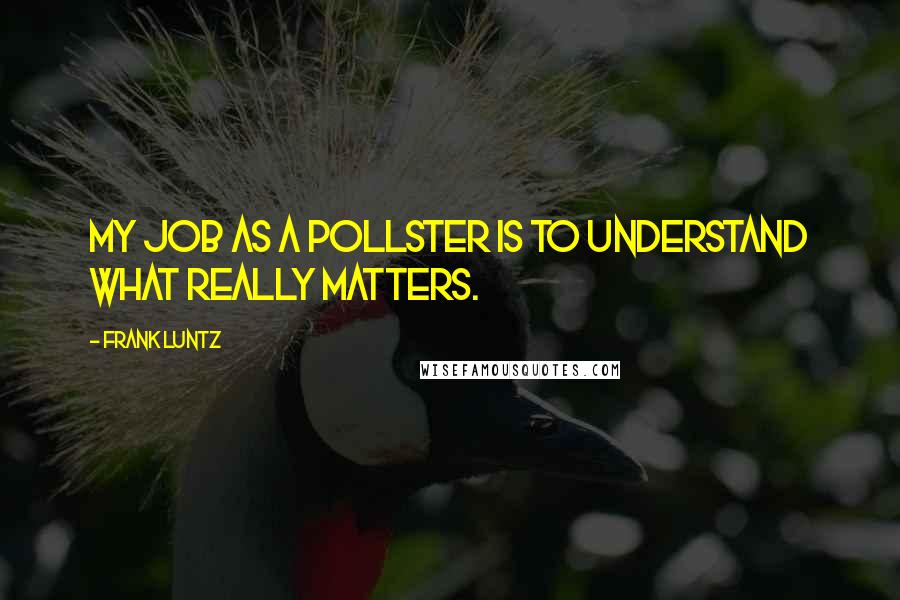 Frank Luntz Quotes: My job as a pollster is to understand what really matters.