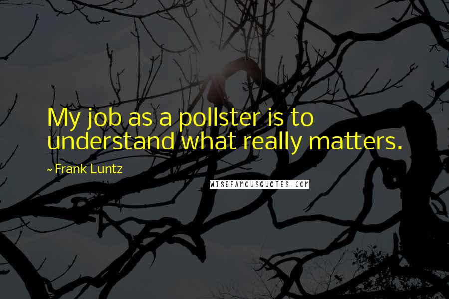 Frank Luntz Quotes: My job as a pollster is to understand what really matters.