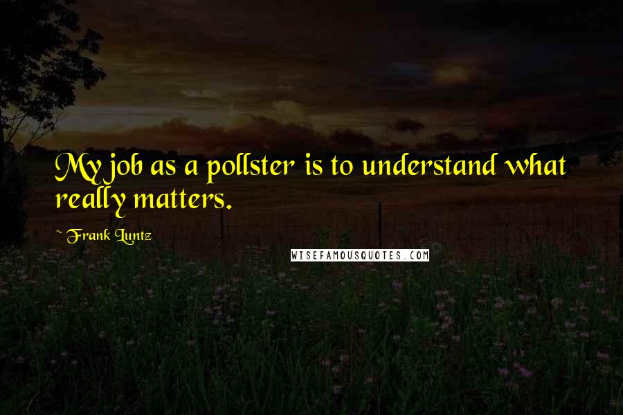 Frank Luntz Quotes: My job as a pollster is to understand what really matters.