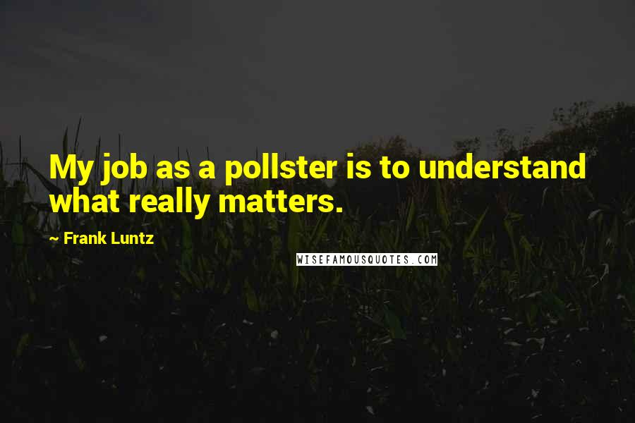 Frank Luntz Quotes: My job as a pollster is to understand what really matters.