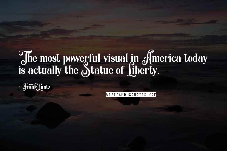 Frank Luntz Quotes: The most powerful visual in America today is actually the Statue of Liberty.