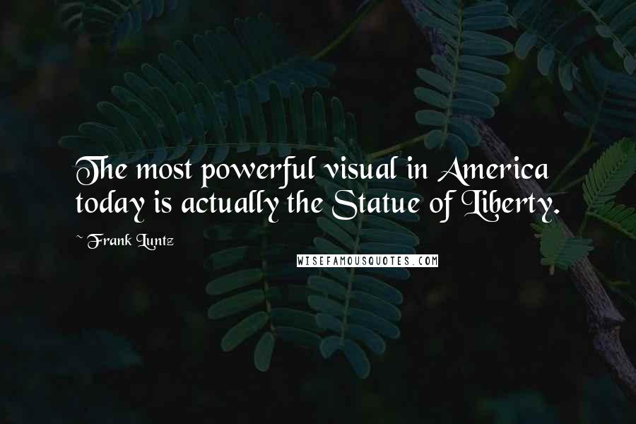 Frank Luntz Quotes: The most powerful visual in America today is actually the Statue of Liberty.
