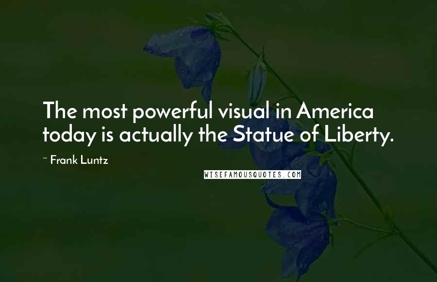 Frank Luntz Quotes: The most powerful visual in America today is actually the Statue of Liberty.