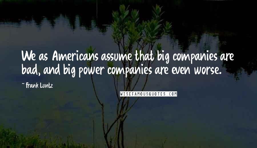 Frank Luntz Quotes: We as Americans assume that big companies are bad, and big power companies are even worse.