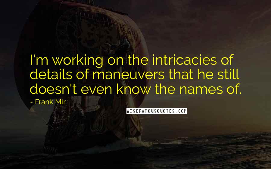 Frank Mir Quotes: I'm working on the intricacies of details of maneuvers that he still doesn't even know the names of.