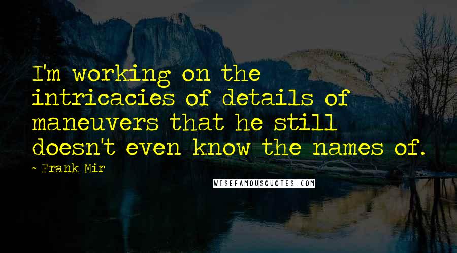 Frank Mir Quotes: I'm working on the intricacies of details of maneuvers that he still doesn't even know the names of.