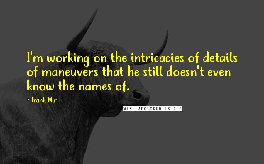 Frank Mir Quotes: I'm working on the intricacies of details of maneuvers that he still doesn't even know the names of.