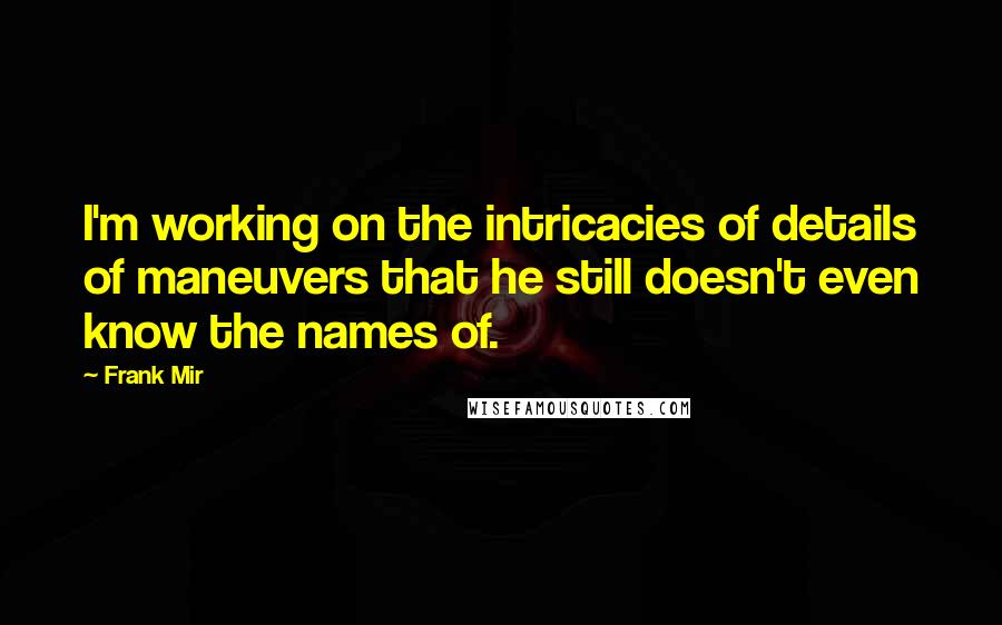 Frank Mir Quotes: I'm working on the intricacies of details of maneuvers that he still doesn't even know the names of.