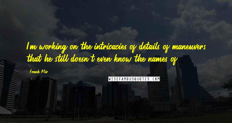 Frank Mir Quotes: I'm working on the intricacies of details of maneuvers that he still doesn't even know the names of.