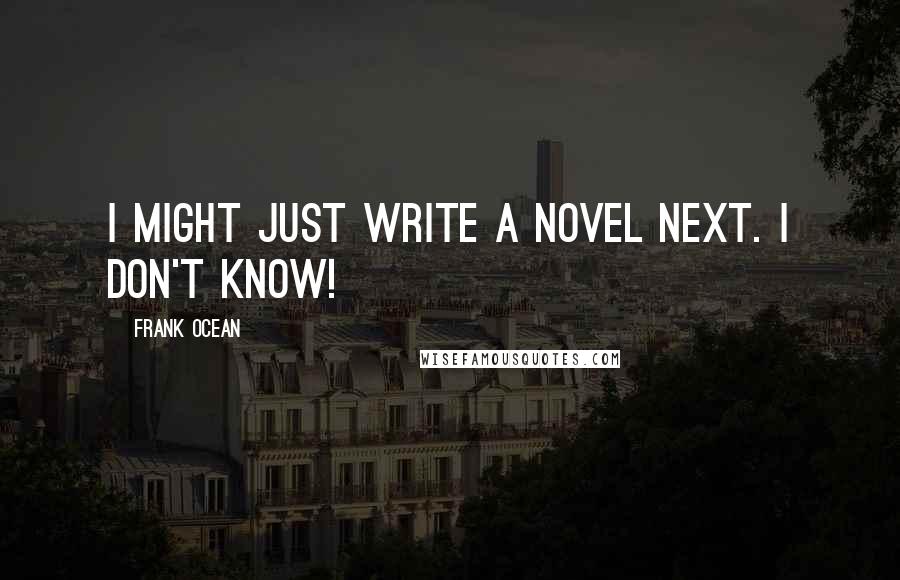 Frank Ocean Quotes: I might just write a novel next. I don't know!