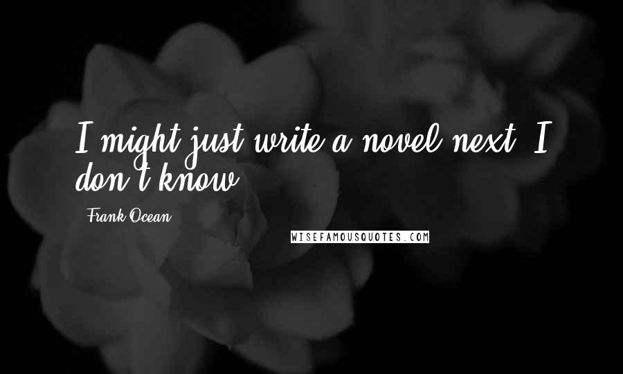 Frank Ocean Quotes: I might just write a novel next. I don't know!