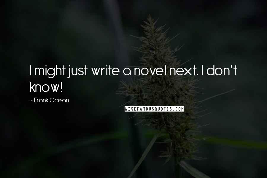 Frank Ocean Quotes: I might just write a novel next. I don't know!