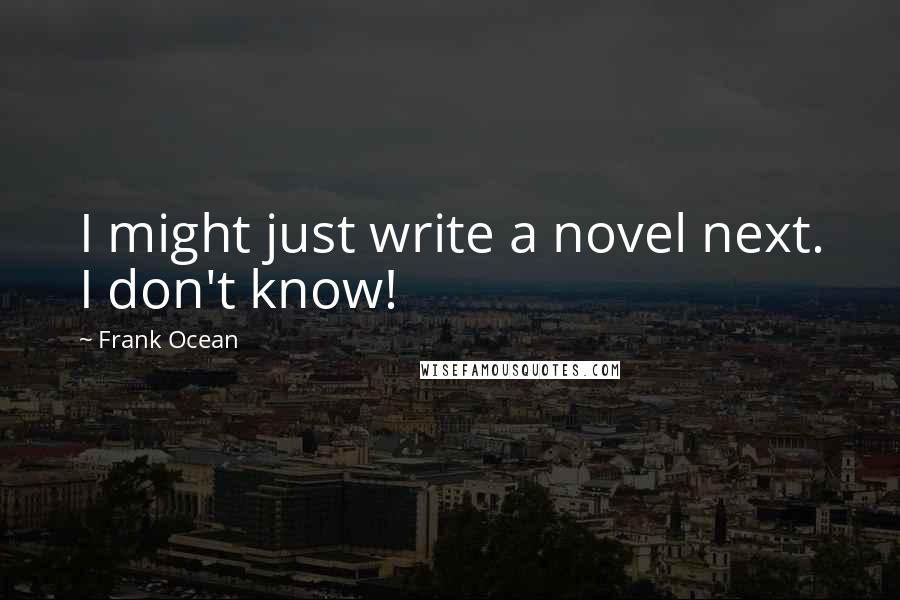 Frank Ocean Quotes: I might just write a novel next. I don't know!