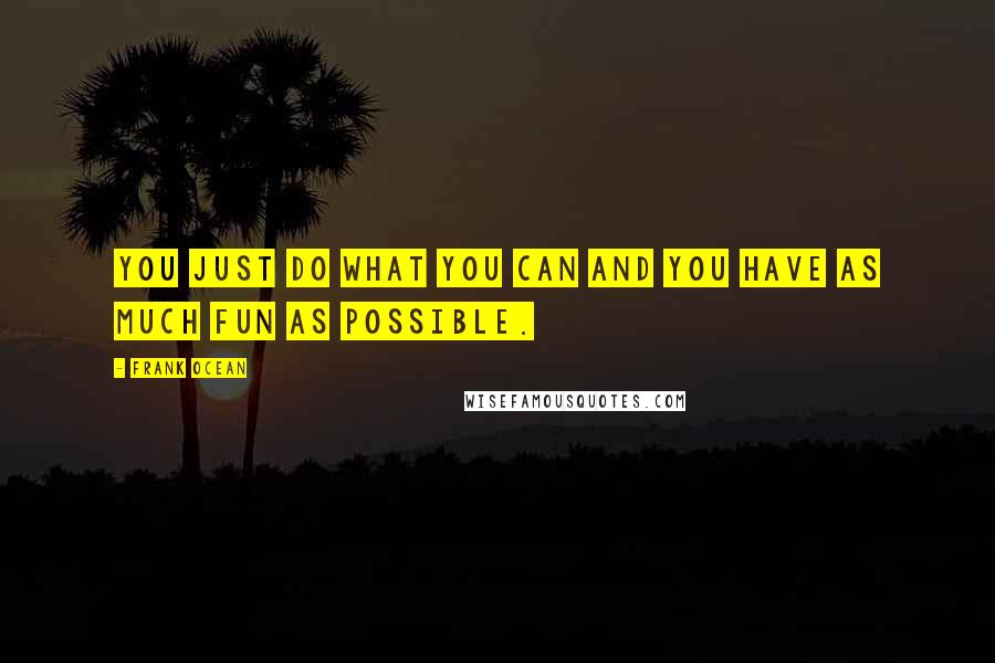 Frank Ocean Quotes: You just do what you can and you have as much fun as possible.