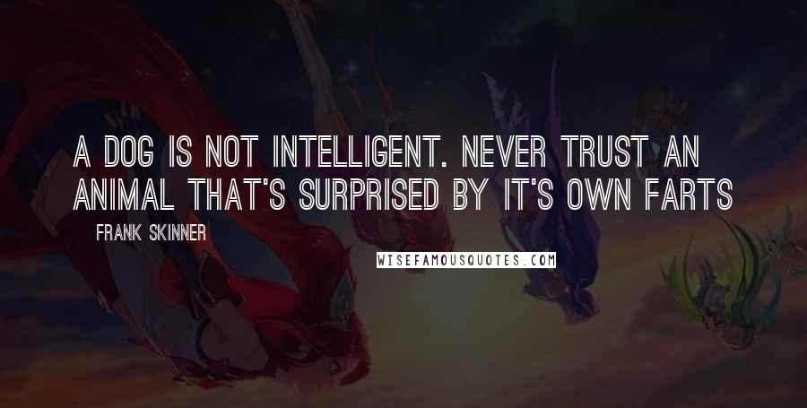 Frank Skinner Quotes: A dog is not intelligent. Never trust an animal that's surprised by it's own farts