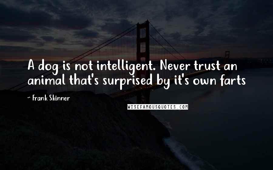 Frank Skinner Quotes: A dog is not intelligent. Never trust an animal that's surprised by it's own farts