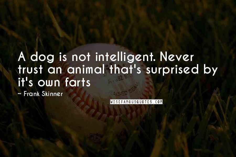 Frank Skinner Quotes: A dog is not intelligent. Never trust an animal that's surprised by it's own farts