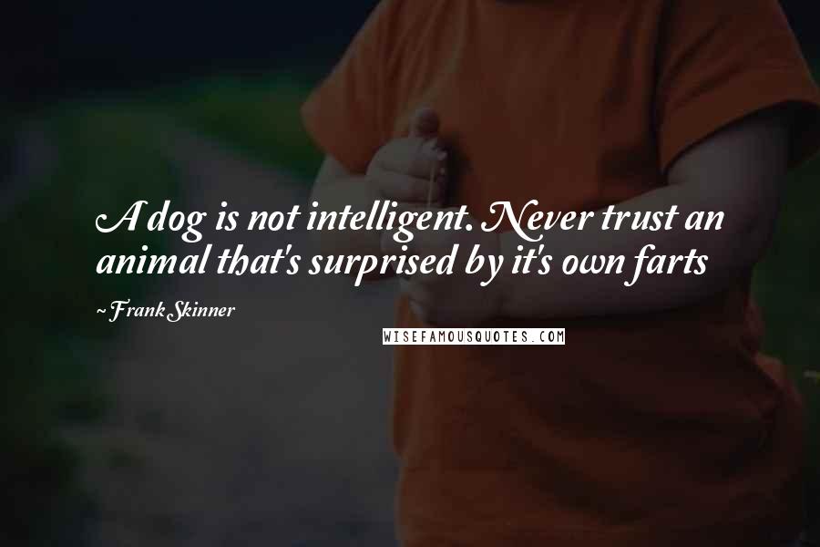 Frank Skinner Quotes: A dog is not intelligent. Never trust an animal that's surprised by it's own farts