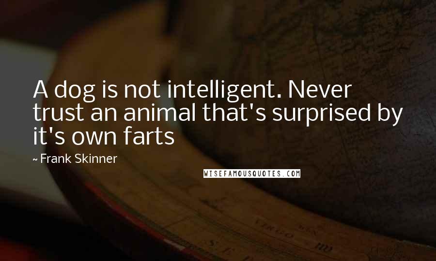 Frank Skinner Quotes: A dog is not intelligent. Never trust an animal that's surprised by it's own farts