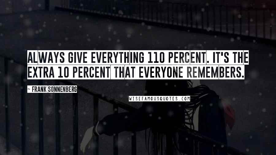 Frank Sonnenberg Quotes: Always give everything 110 percent. It's the extra 10 percent that everyone remembers.