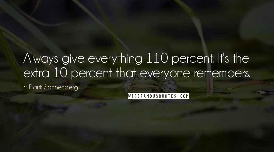 Frank Sonnenberg Quotes: Always give everything 110 percent. It's the extra 10 percent that everyone remembers.