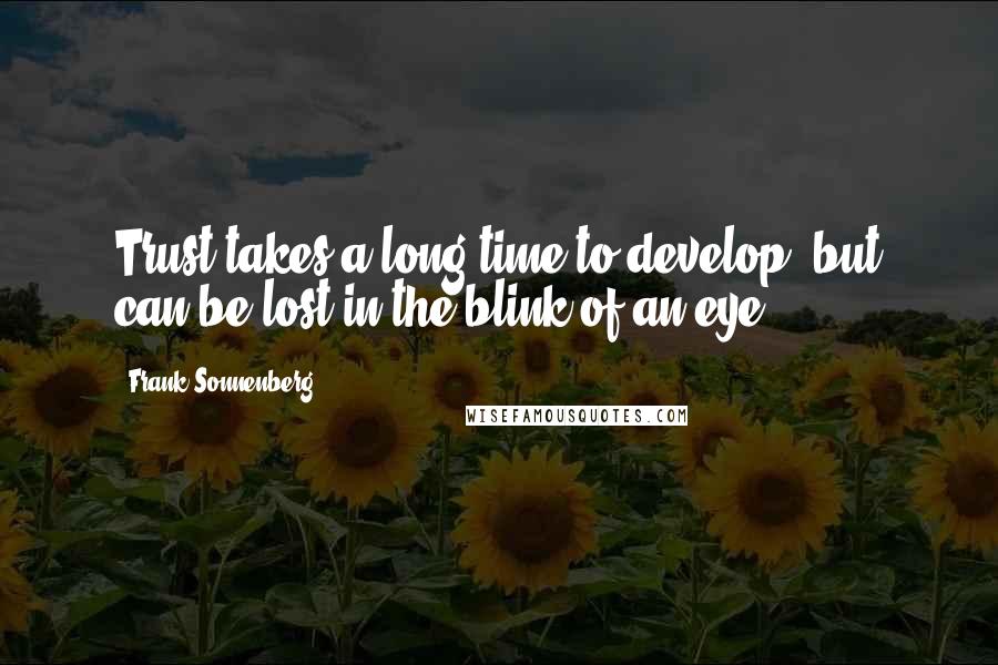 Frank Sonnenberg Quotes: Trust takes a long time to develop, but can be lost in the blink of an eye.