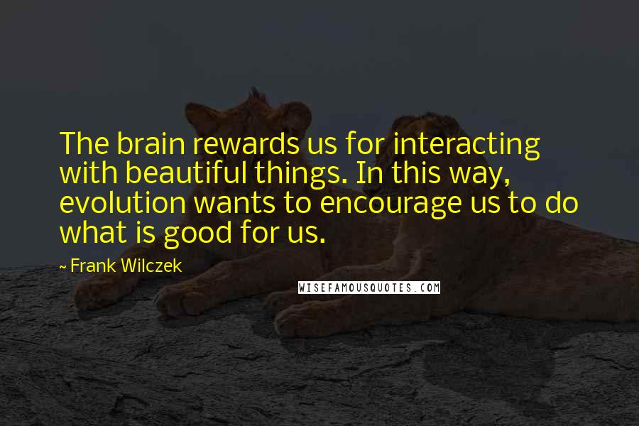Frank Wilczek Quotes: The brain rewards us for interacting with beautiful things. In this way, evolution wants to encourage us to do what is good for us.
