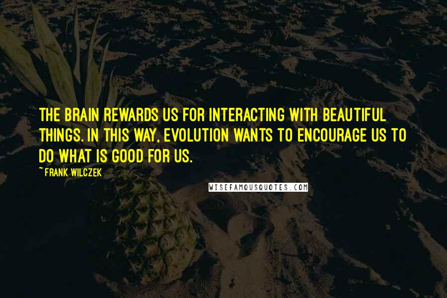 Frank Wilczek Quotes: The brain rewards us for interacting with beautiful things. In this way, evolution wants to encourage us to do what is good for us.