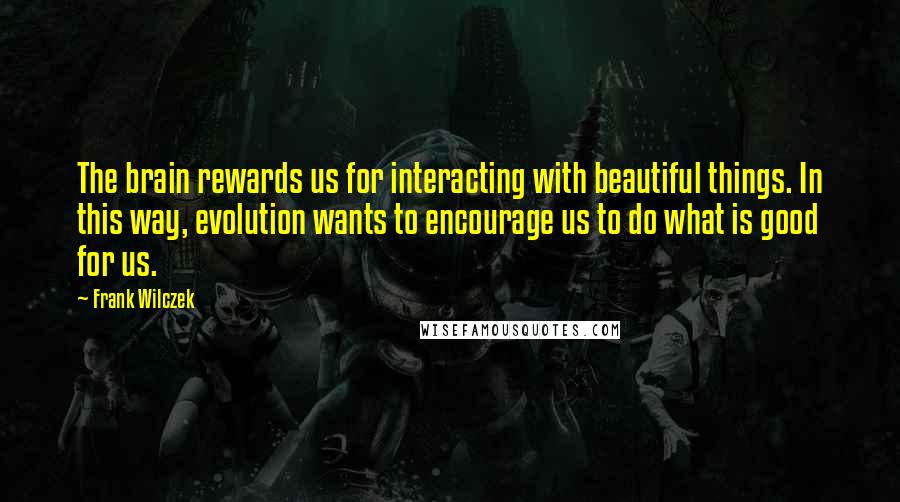 Frank Wilczek Quotes: The brain rewards us for interacting with beautiful things. In this way, evolution wants to encourage us to do what is good for us.