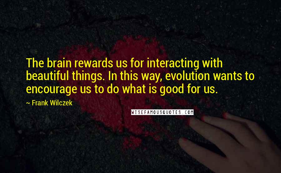 Frank Wilczek Quotes: The brain rewards us for interacting with beautiful things. In this way, evolution wants to encourage us to do what is good for us.