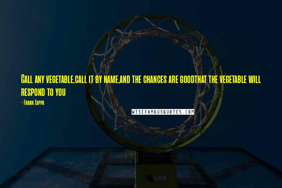 Frank Zappa Quotes: Call any vegetable,call it by name,and the chances are goodthat the vegetable will respond to you