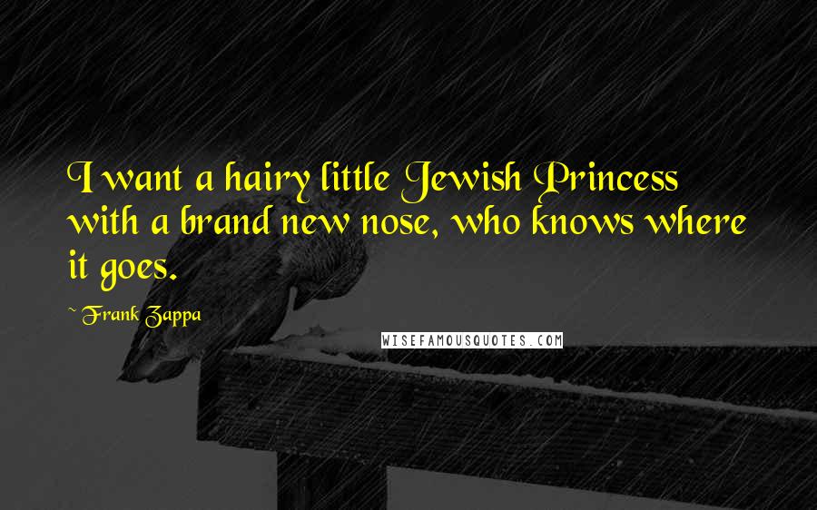 Frank Zappa Quotes: I want a hairy little Jewish Princess with a brand new nose, who knows where it goes.