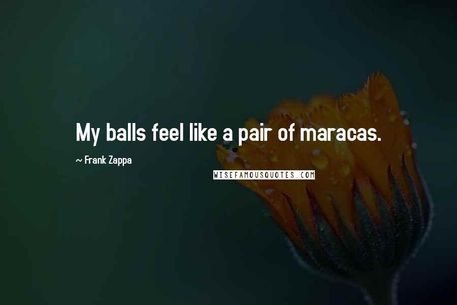 Frank Zappa Quotes: My balls feel like a pair of maracas.