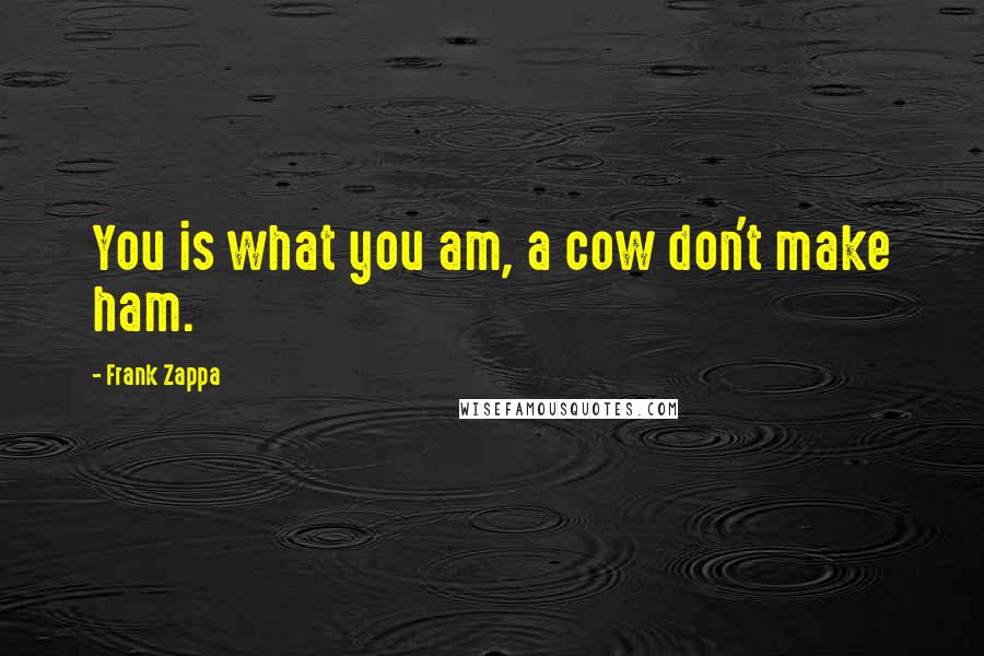 Frank Zappa Quotes: You is what you am, a cow don't make ham.